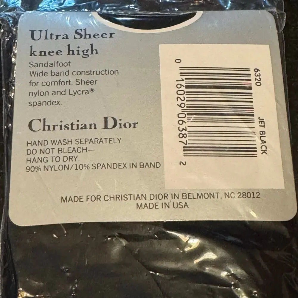 Vtg Christian Dior Made in USA 3 Pairs Sheer Knee High Sandal Foot Hose